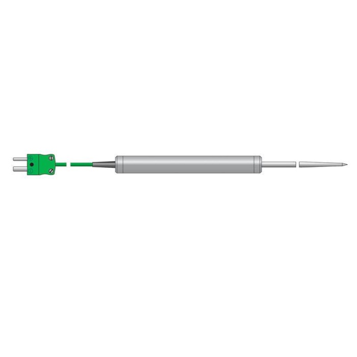 ETI Sensor, termoelement type K, ovnsensor til indstik, Ø3,3 x 130mm med rustfrit stålhåndtag og 2 meter varmeresistent kabel