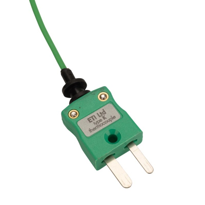 ETI Sensor, termoelement type K, ovnsensor til indstik, Ø3,3 x 130mm med rustfrit stålhåndtag og 2 meter varmeresistent kabel