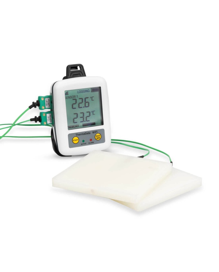 ETI Føler, termoelement type K, simulerer temperatur i fødevarer i kølere og frysere med sin store målekrop, 9 x 100 x 100 mm, 5 meter kabel