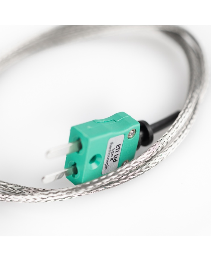 ETI Føler, termoelement type K, ovnføler med rustfri klemme til ovnfad, ETI Føler Ø3,5 x 50 mm, 1,2 meter flettet kabel