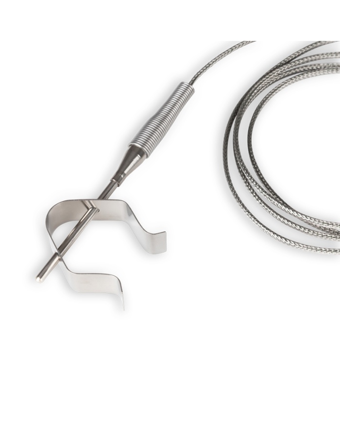 ETI Føler, termoelement type K, ovnføler med rustfri klemme til ovnfad, ETI Føler Ø3,5 x 50 mm, 1,2 meter flettet kabel