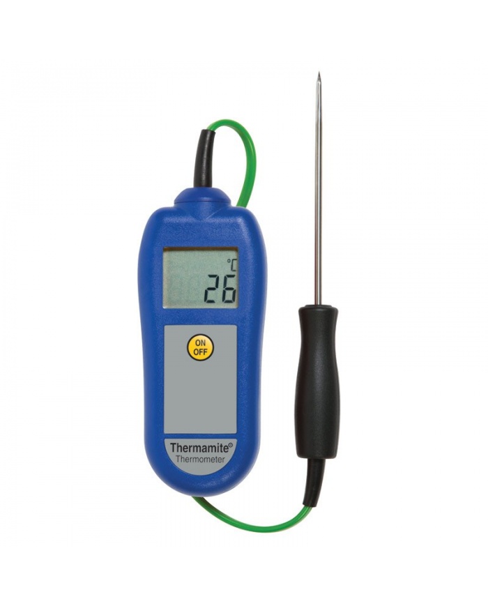 ETI Thermamite® HACCP-termometer – blå. Inklusiv nålesonde med kabel. -50 til 300°C. Kalibreringscertifikat.