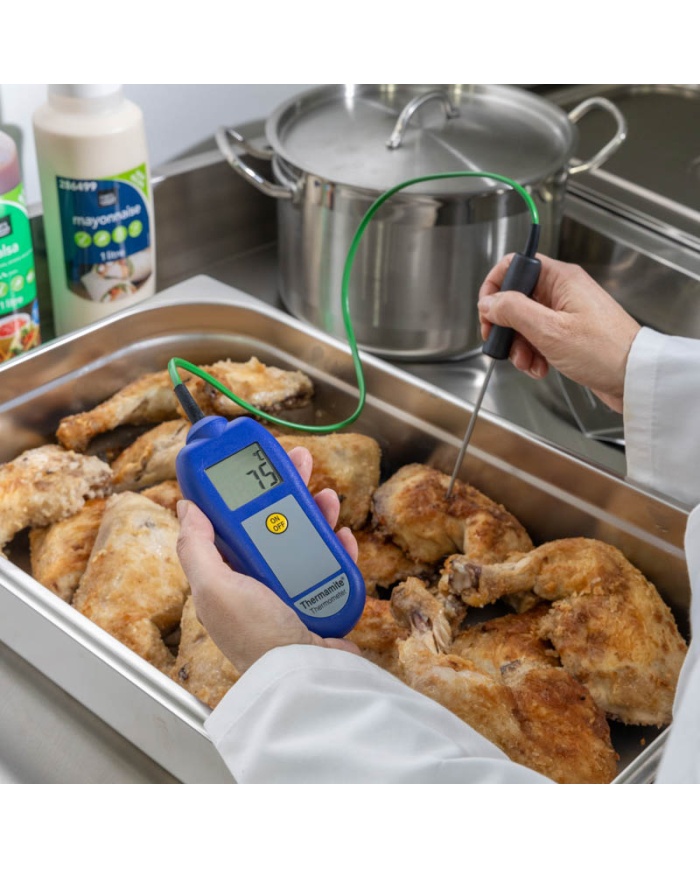 ETI Thermamite® HACCP-termometer – blå. Inklusiv nålesonde med kabel. -50 til 300°C. Kalibreringscertifikat.