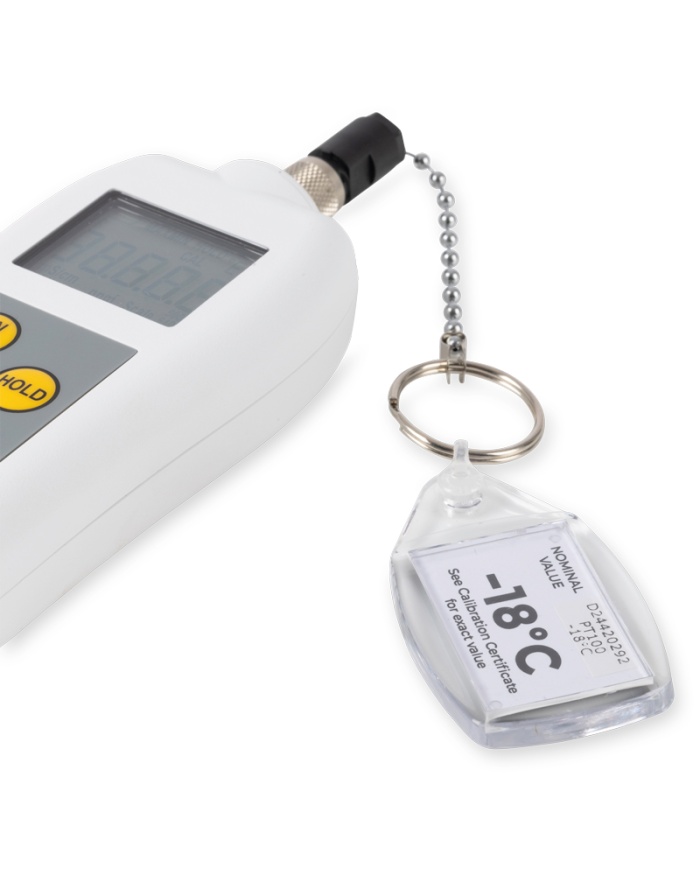 ETI PT100 temperatursimulator med Lumberg-kontakt, temperatur -18 °C, kalibreringscertifikat