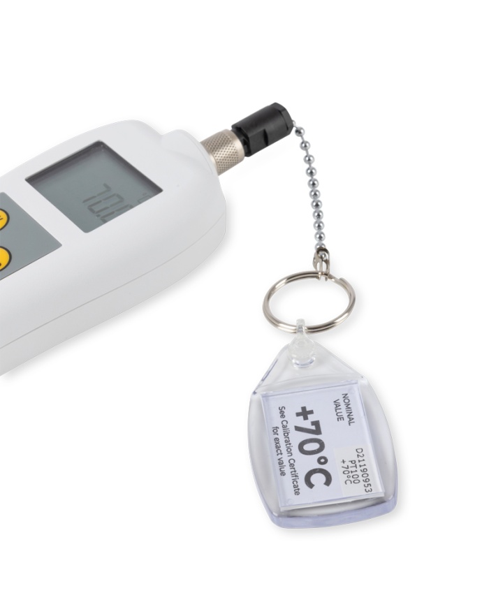 ETI PT100 temperatursimulator med Lumberg-kontakt, temperatur +70 °C, kalibreringscertifikat