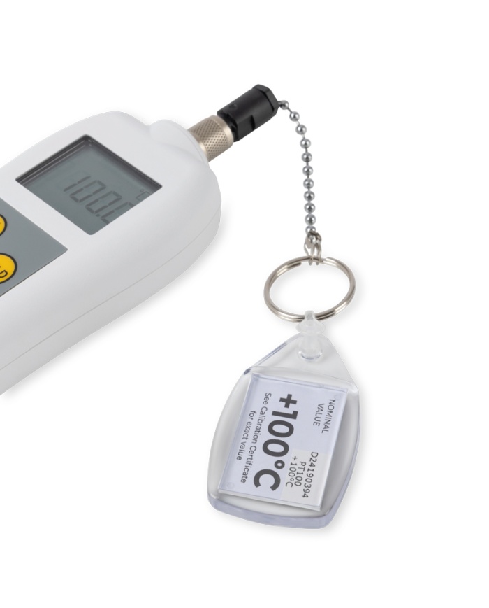 ETI PT100 temperatursimulator med Lumberg-kontakt, temperatur +100 °C, kalibreringscertifikat