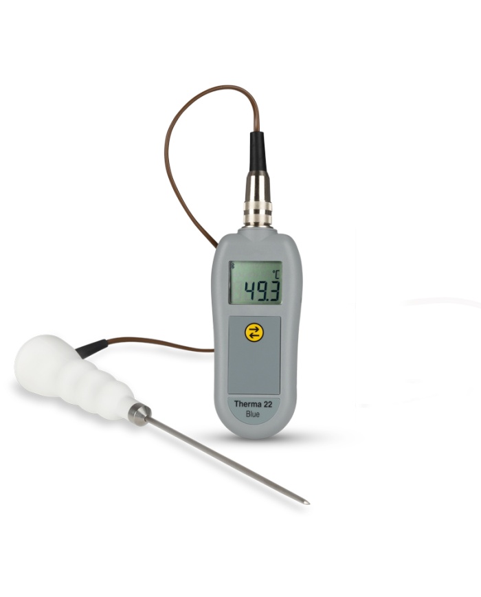 ETI Therma® 22 Blue, temperaturoverførsel med Bluetooth, til både termoelement type T og NTC-termistor, Lumberg-kontakt, gratis mobilapp, kalibreringscertifikat
