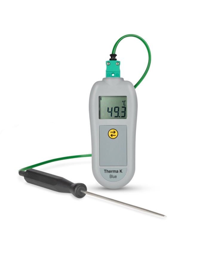 ETI Therma® K Blue termometer, temperaturoverførsel med Bluetooth, til termoelement type K-føler, gratis mobilapp, kalibreringscertifikat