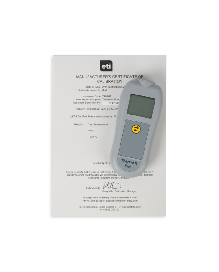 ETI Therma® K Blue termometer, temperaturoverførsel med Bluetooth, til termoelement type K-føler, gratis mobilapp, kalibreringscertifikat