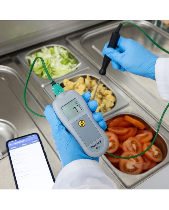 ETI Therma® K Blue termometer, temperaturoverførsel med Bluetooth, til termoelement type K-føler, gratis mobilapp, kalibreringscertifikat