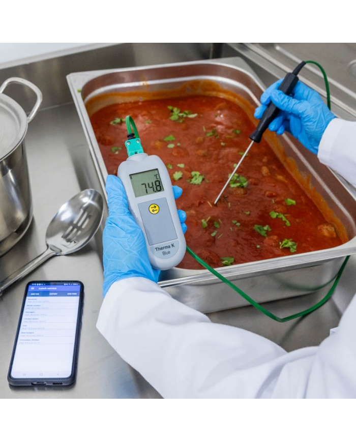 ETI Therma® K Blue termometer, temperaturoverførsel med Bluetooth, til termoelement type K-føler, gratis mobilapp, kalibreringscertifikat