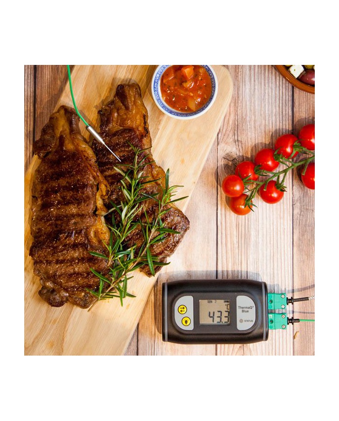 ETI ThermaQ® Blue, Bluetooth termometer med 2 indgange for type K følere, gratis app til mobil, kalibreringscertifikat