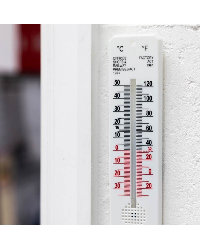 ETI Rumtermometer, analog, måler -30 til +50°C, mål: 45 × 195 mm