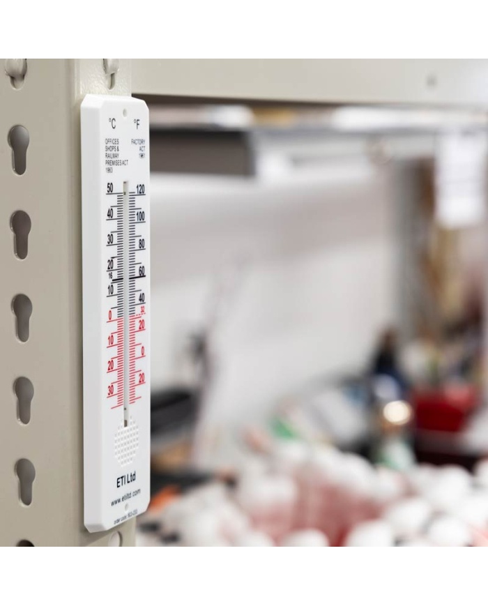 ETI Rumtermometer, analog, måler -30 til +50°C, mål: 45 × 195 mm