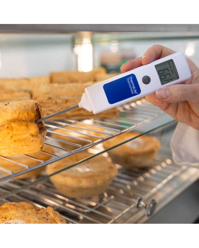 ETI ThermaLite®, digitalt fødevaretermometer, hurtig føler 2 mm tynd, nem kalibrering ved 0 °C i isbad, med kalibreringscertifikat