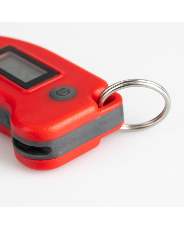 ETI Digital miniatyr-termometer med indstiksnål. Kan hænges på din nøglebundt. Rød.