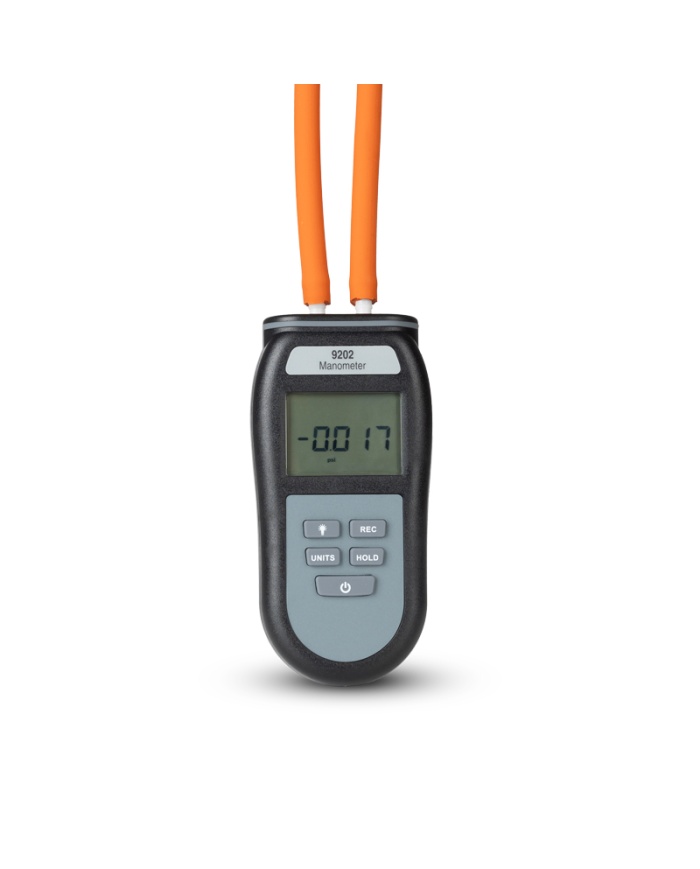 ETI Manometer 9202, måler ±137,9 mbar, positivt/negativt differenstryk, Max/Min