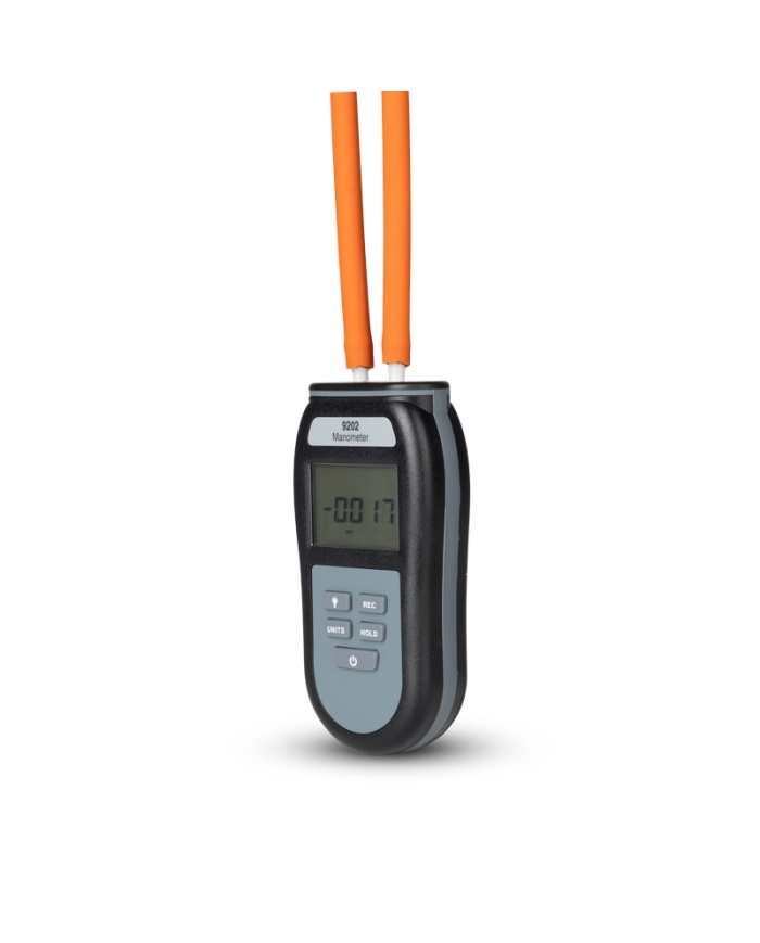 ETI Manometer 9202, måler ±137,9 mbar, positivt/negativt differenstryk, Max/Min