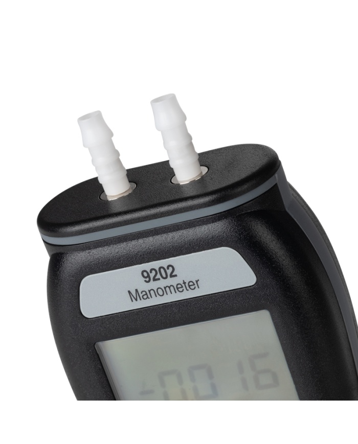 ETI Manometer 9202, måler ±137,9 mbar, positivt/negativt differenstryk, Max/Min