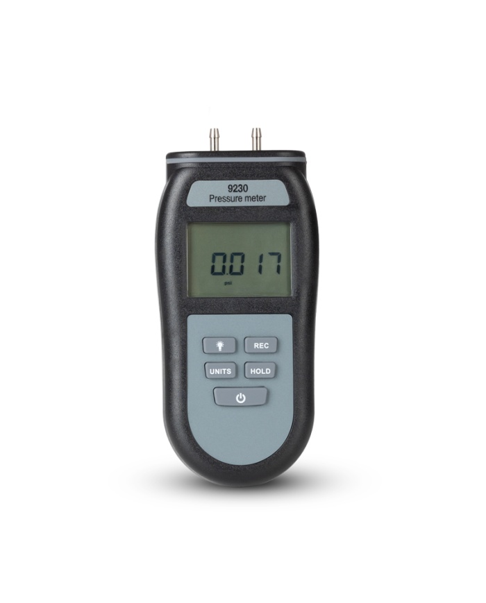 ETI Manometer 9205, måler ±2068,4 mbar, positivt/negativt differenstryk, Max/Min