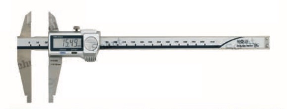 Mitutoyo Digimatic digital absolut værkstedsskydelære, med forreste måleskaft 140 mm til udvendig måling, uden bagerste måleknive, IP 67, måleområde 0-1000 mm, skaftlængde 140/– mm, opløsning 0,01 mm, ABS/INC, Digimatic dataudgang, tænd/sluk, nulstilling, låseskrue, batteri V357