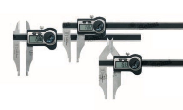 Tesa TWIN-CAL digital absolut værkstedsskydelære, med bagerste måleknive 54 mm til indvendige målinger, måleområde 0-250 mm, Tesa TWIN-Cal værkstedsskydelære IP67 type III, måleknive indvendigt, absolut målesystem, opløsning 0,01 mm, mm/tommer, dataudgang, USB/Digimatic/Bluetooth, batteri CR2032