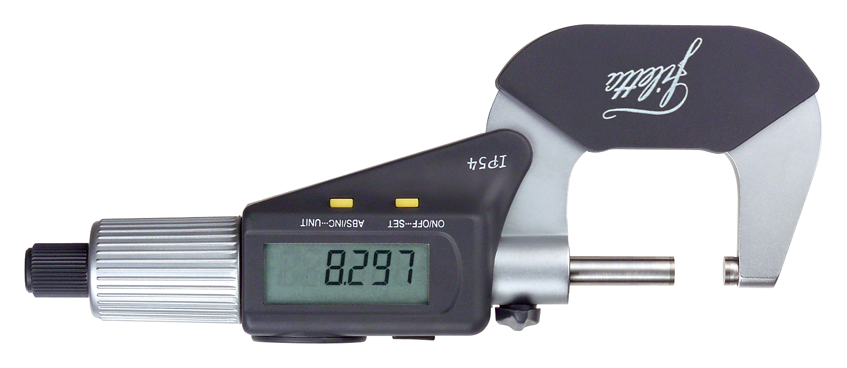 Digital mikrometer med dobbeltdisplay, 100-130 mm, nøjagtighed ±0,006 mm, opløsning 0,001 mm, mm/tommer-konvertering, ABS/INC-valgbar, dobbelt LCD-display, automatisk slukning, nulstilling/preset, hårdmetalmåleflader Ø6,5 mm, levering i plastetui