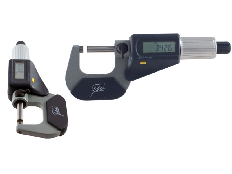 Digital mikrometer ikke omskiftelig, 75-100 mm, nøjagtighed ±0,005 mm, opløsning 0,001 mm, automatisk slukning, nulstilling/preset, hårdmetalmåleflader Ø6,5 mm