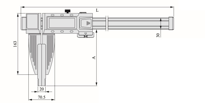 med främre mätskänklar 300 mm för utvändig mätning